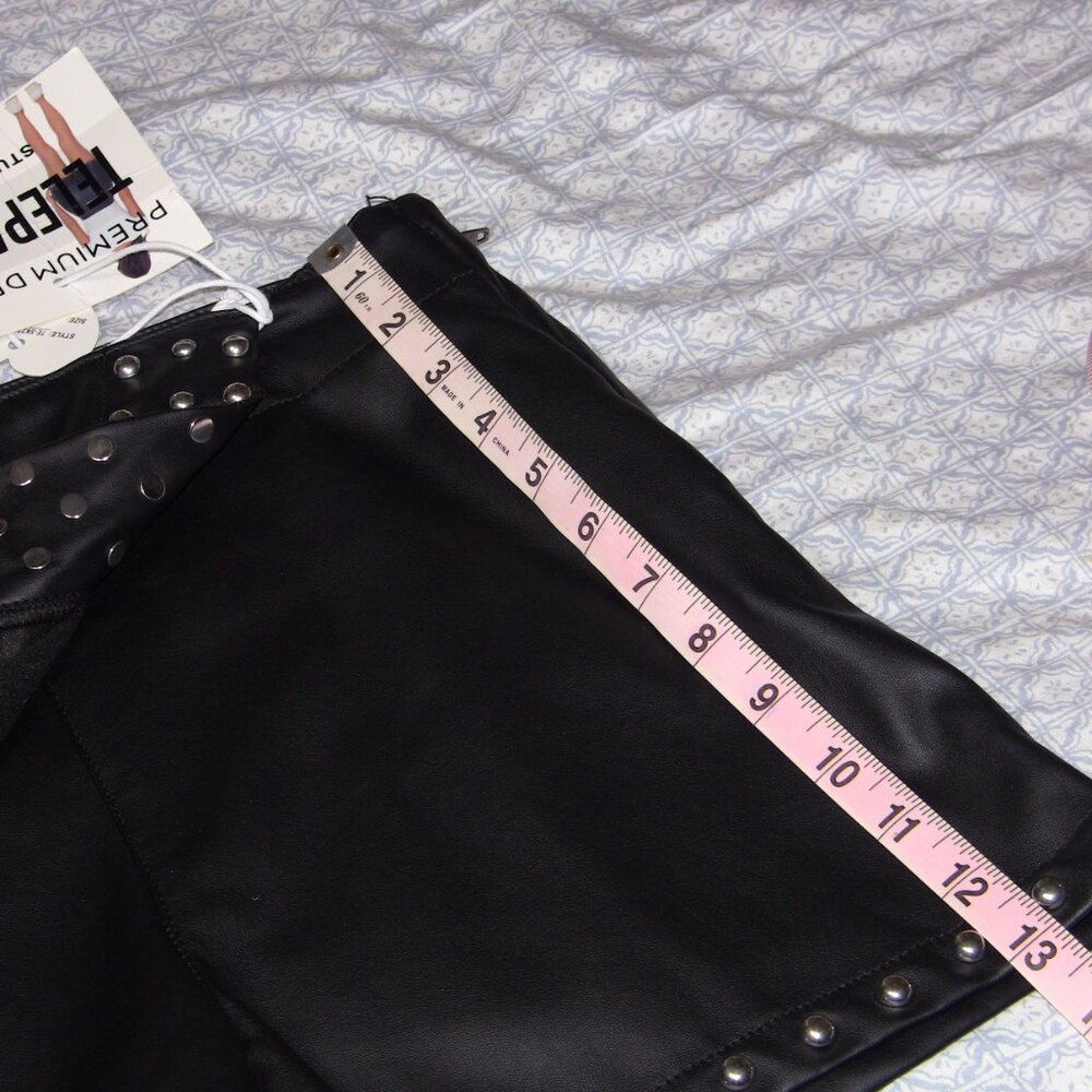 Telepatia Black Pleather Studded Skort - NWT - size M - Picture 6 of 11